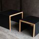 Side table black wooden trundles, 80s