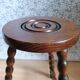 Pair of vintage turned wood tripod stools
