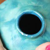 Antique blue ceramic origami ball vase