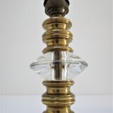 Lampe bronze doré cristal et opaline style néo classique vintage