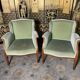 Pair of English armchairs green velvet
