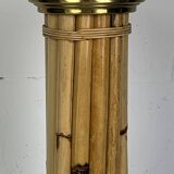 Midcentury bamboo and brass large mushroom table lamp by Leola, 1960s