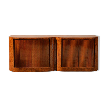 Vintage buffet with tambour doors in wood burl
