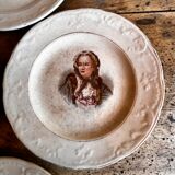 Set of 7 antique dessert plates St Amand and Hamage