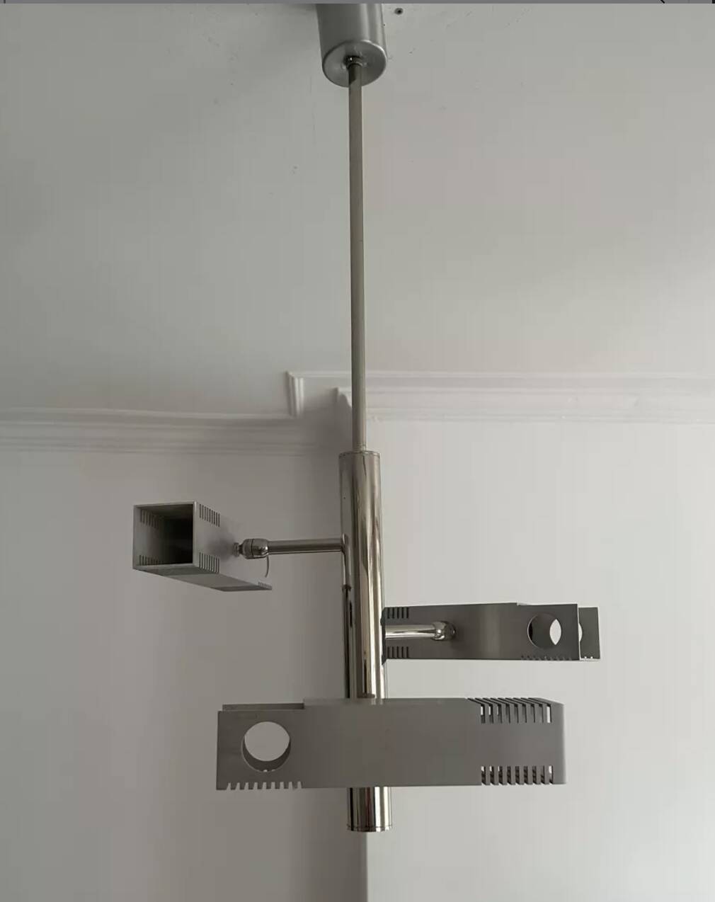 Henri Mathieu chandelier in chromed metal France 1960