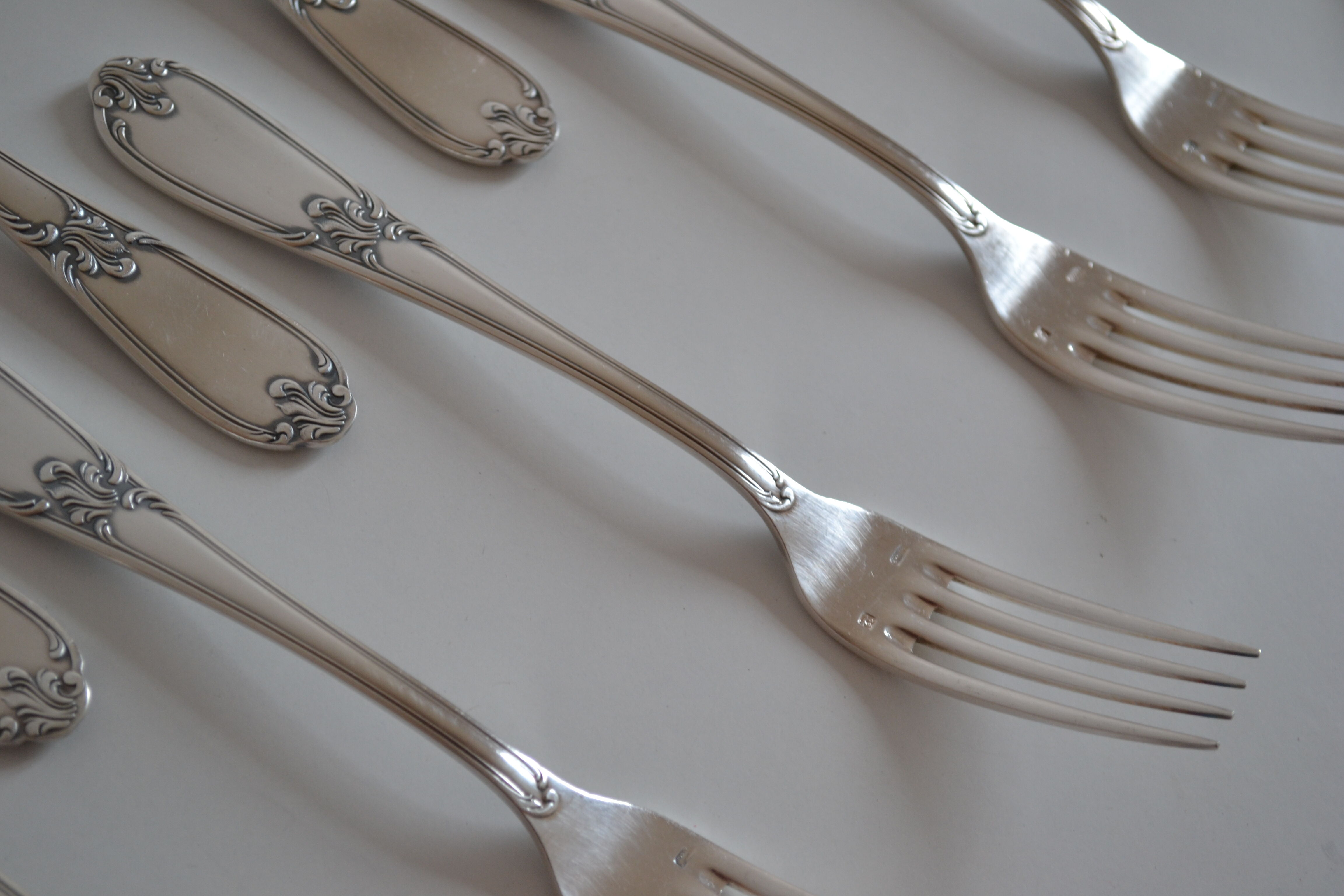 12 metal argente orfevre frionnet french table forks