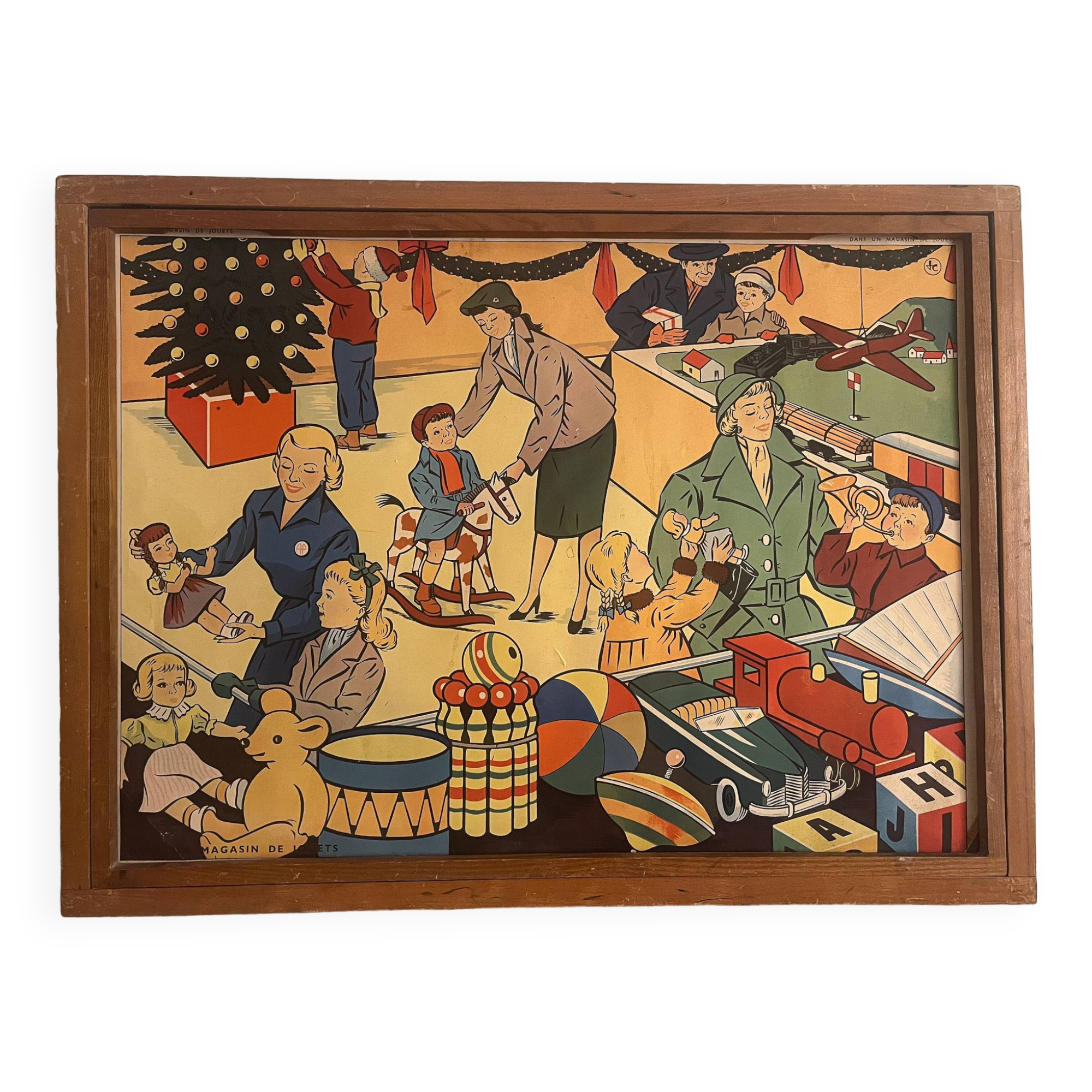 Double-sided educational posters with original wooden frame