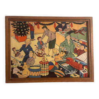 Double-sided educational posters with original wooden frame