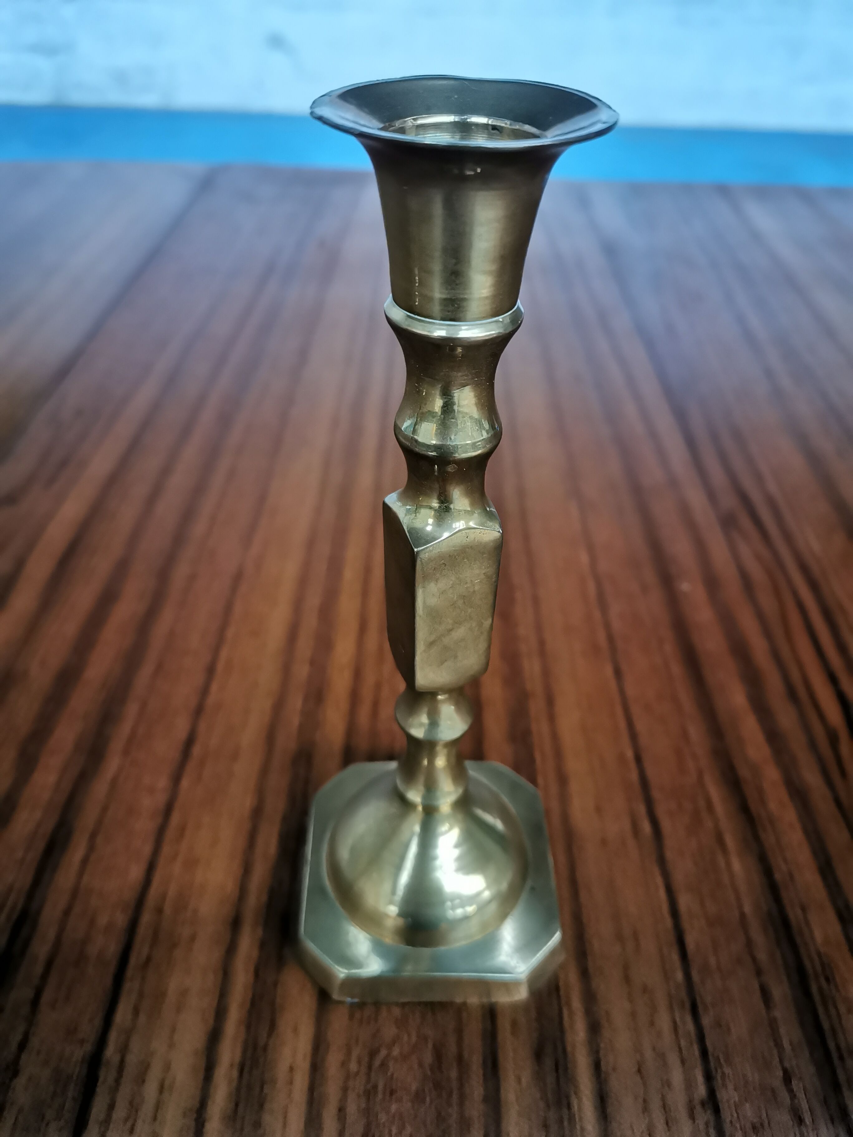 Duo of brass candle holders