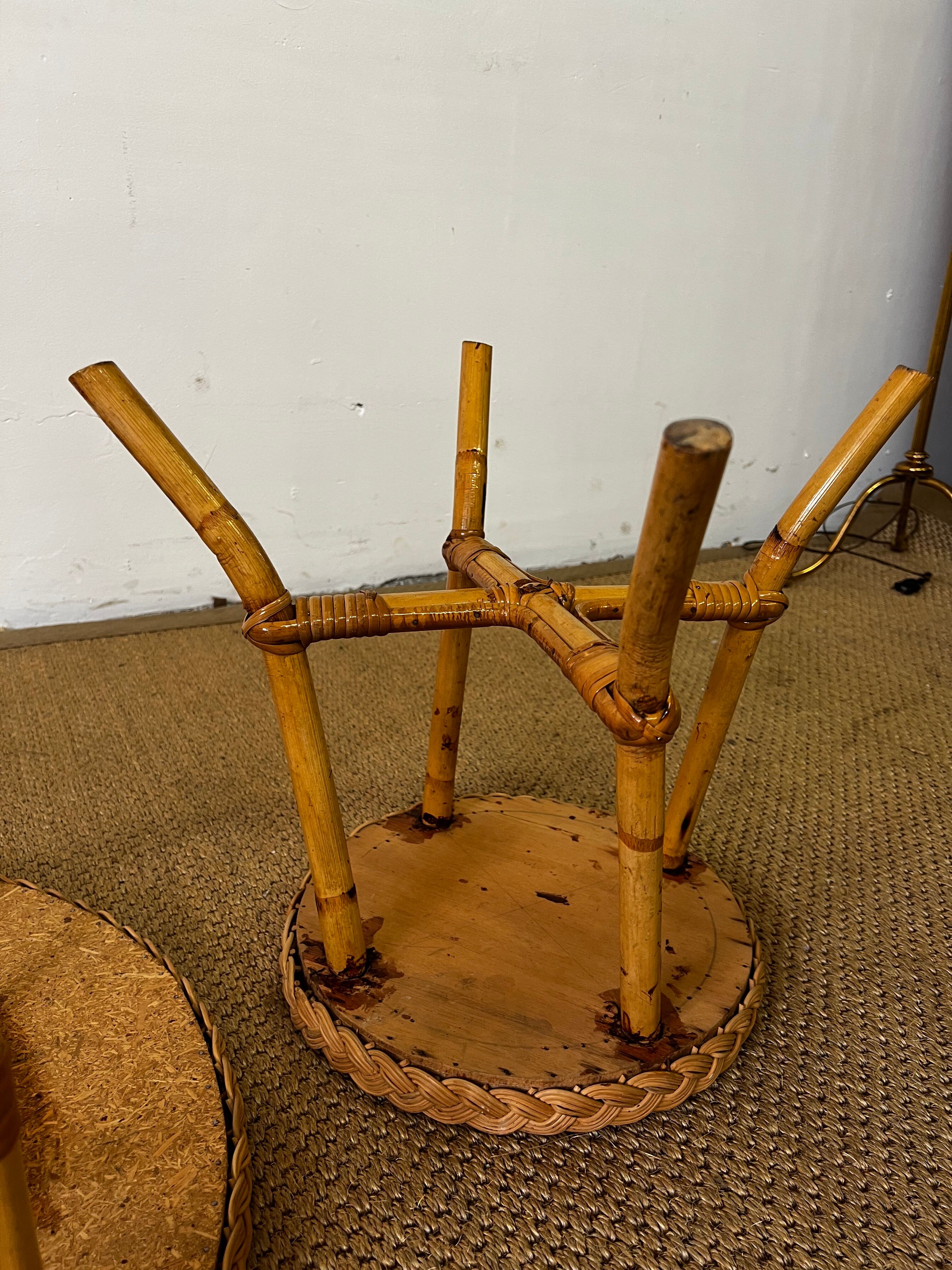 Pair of rattan side tables