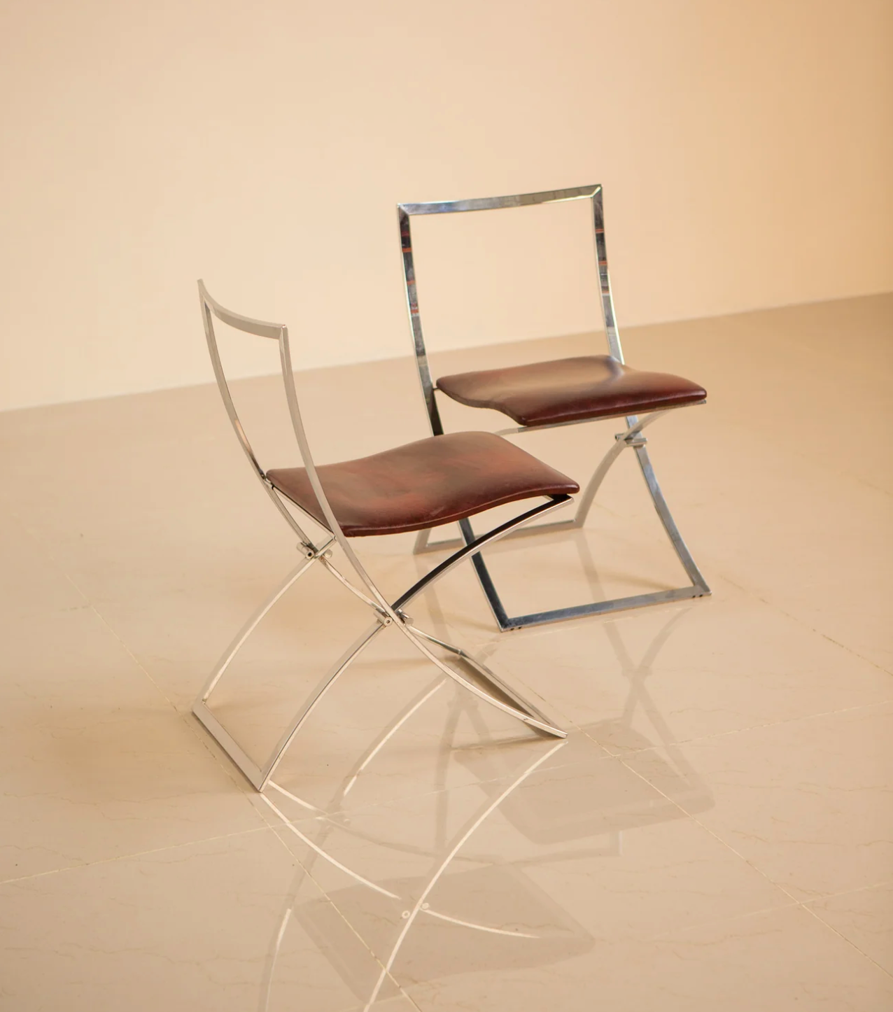Pair of chairs "Luisa" by Marcello Cuneo for Mobel Italia 70's