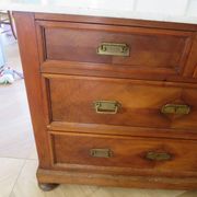 Louis Philippe style chest of drawers with 4 drawers in solid walnut and marble, 1900-1950.