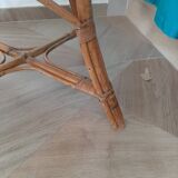 Vintage set of 2 garden woven rattan chairs - sky blue nets - 40