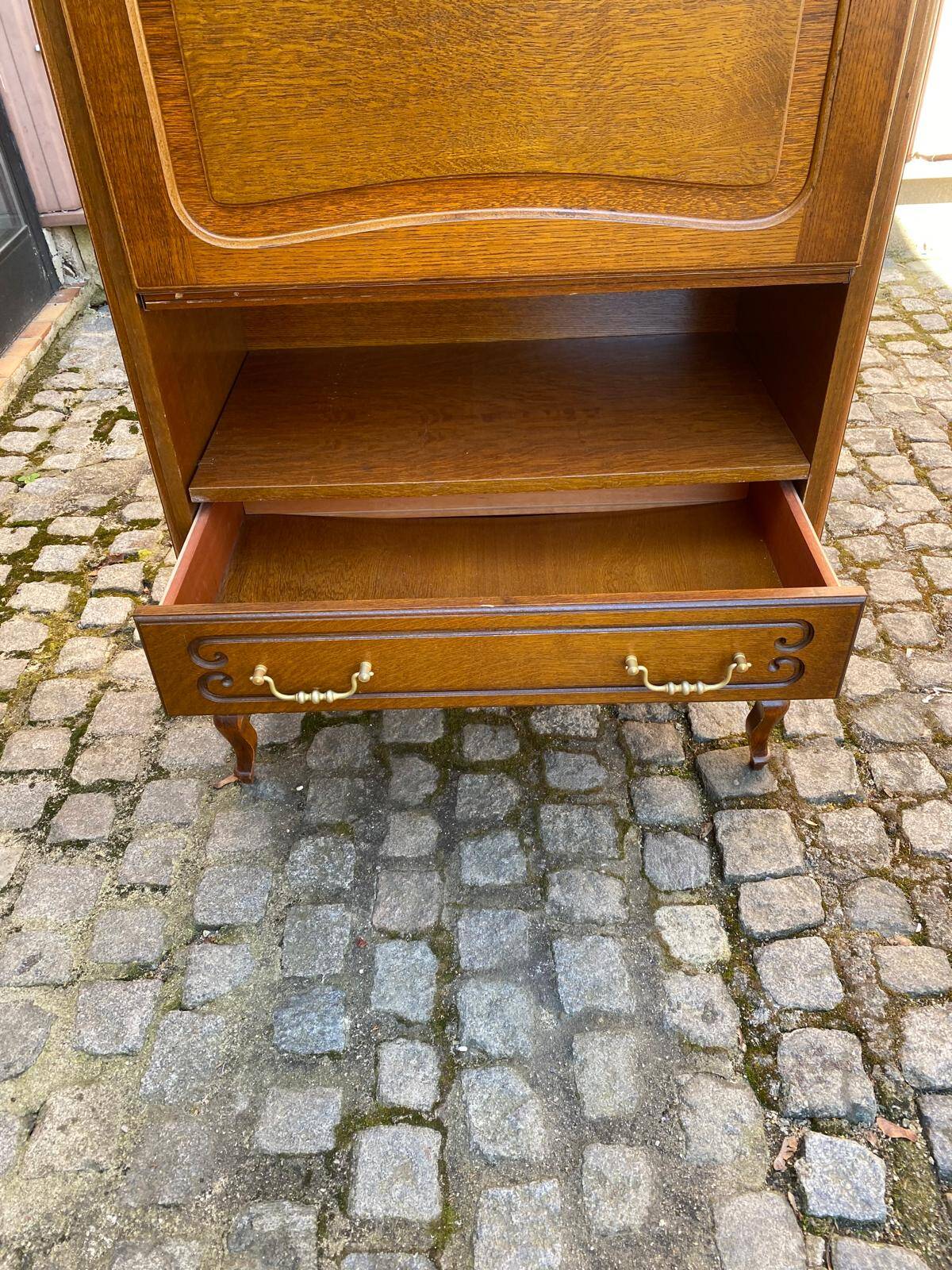 Louis XV Art Nouveau secretary, solid wood, medium satin oak