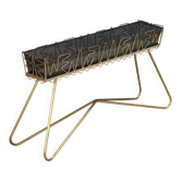 Jardinière vintage en laiton et tôle émaillée, design, Italie, années 1950