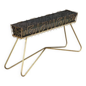 Vintage brass and enamelled sheet metal planter, design, Italy, 1950s