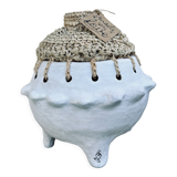 Clay and raffia pot