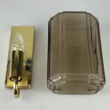 1960s/70s Wall Lamp Glashütte Limburg Germany Glass & Metal Age Design
