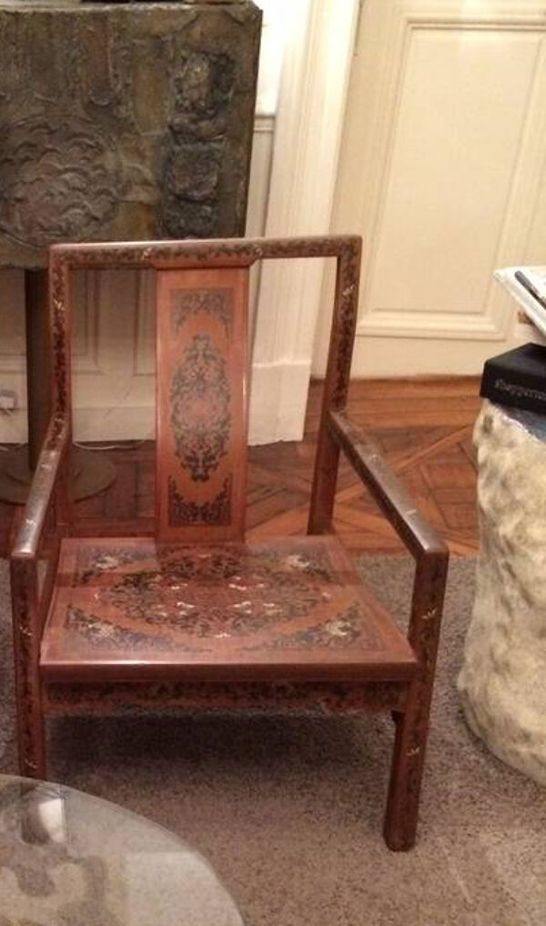 Fauteuil laque Coromandel Chine 19e siècle