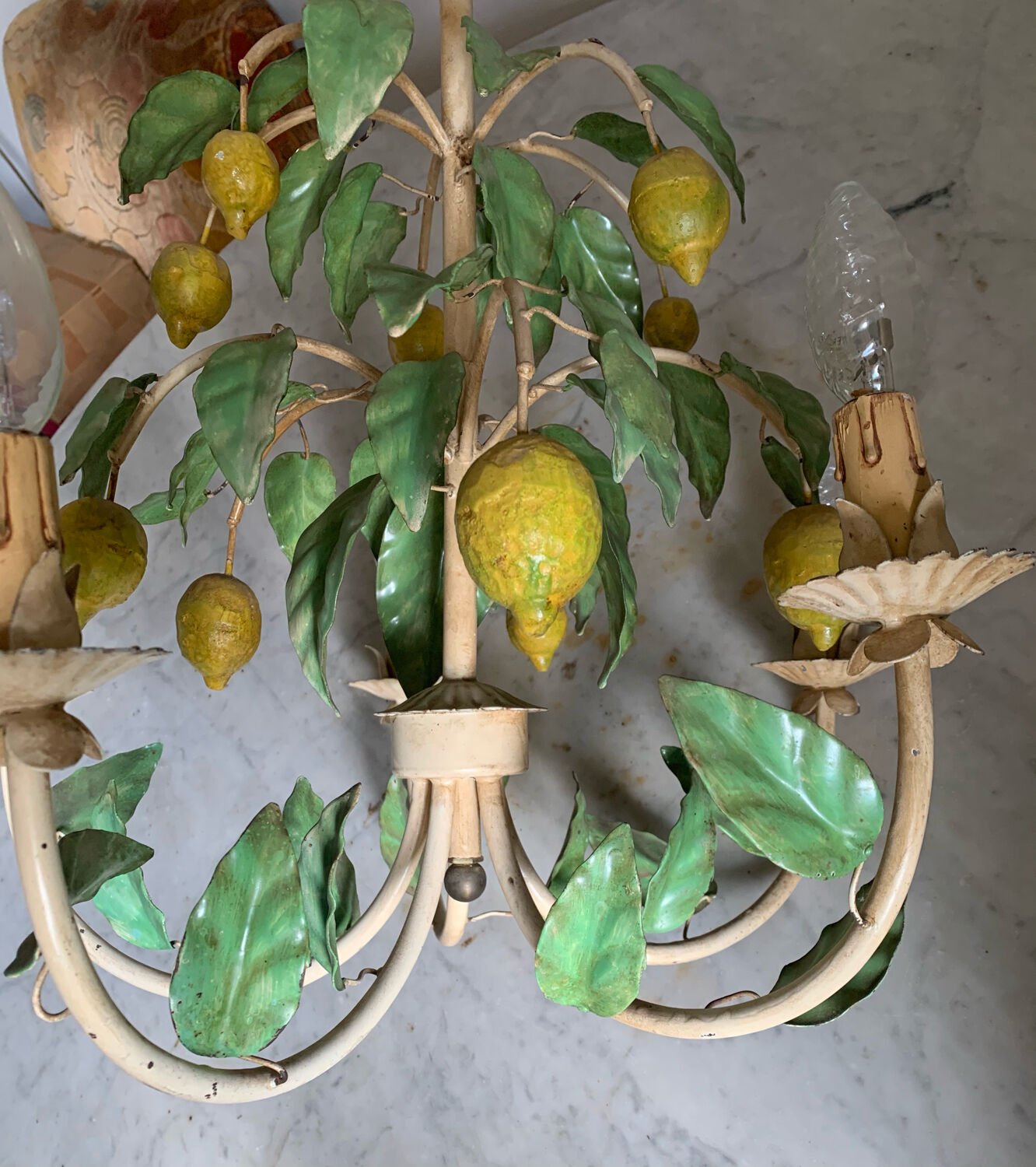 Painted metal chandelier