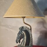 horse head lamp and jute lampshade 44x30 very good condition