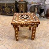 Moroccan camel bone marquetry wooden table for bedroom or living room