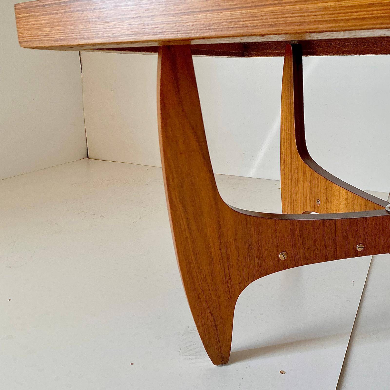 Midcentury Modern Big Wood Sofa Table, Italy 1960