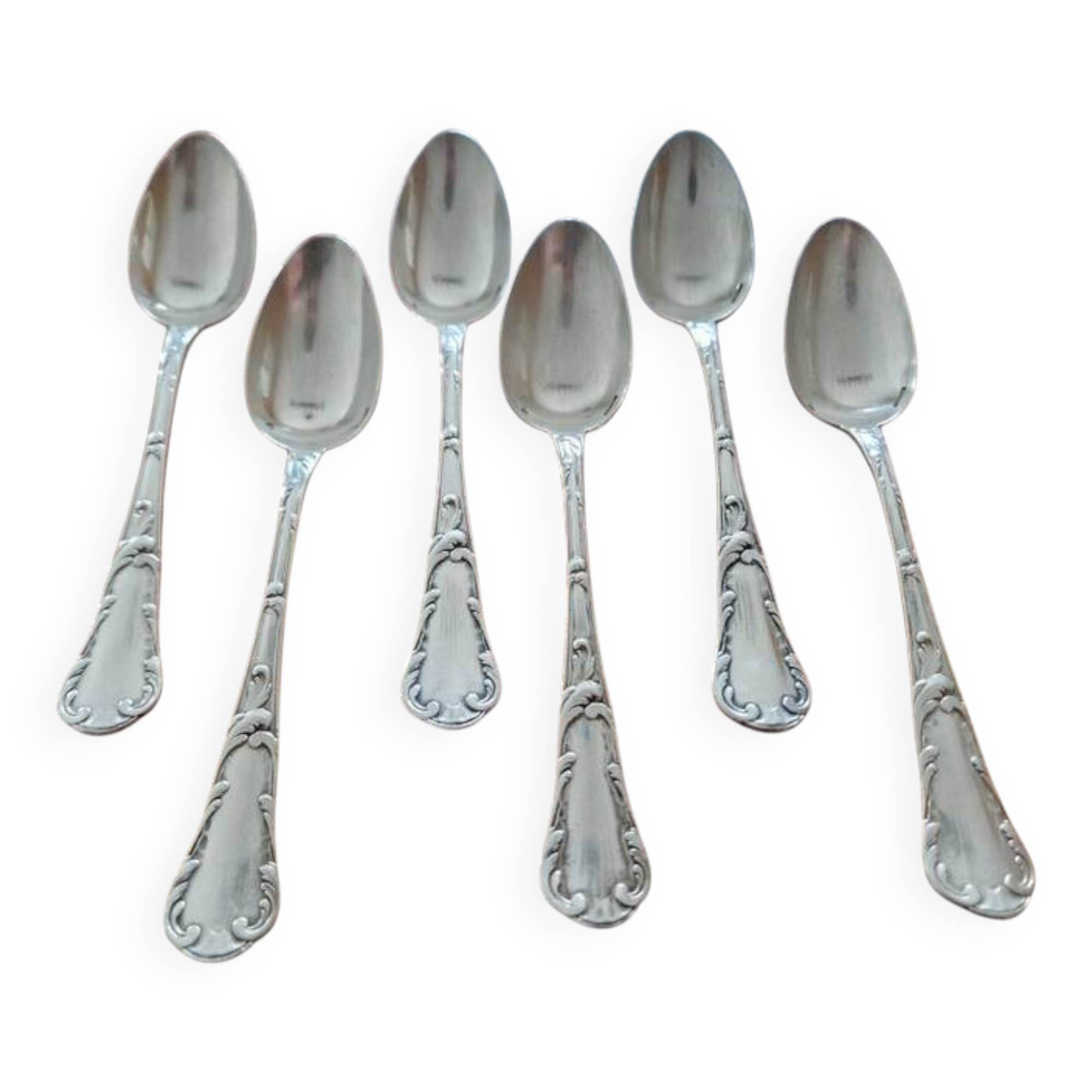 Christofle - 6 small silver-plated coffee spoons model Chrysanthèmes