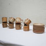 Série de 8 tasses et sous tasses vintage en grès