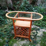 Table en verre et rotin