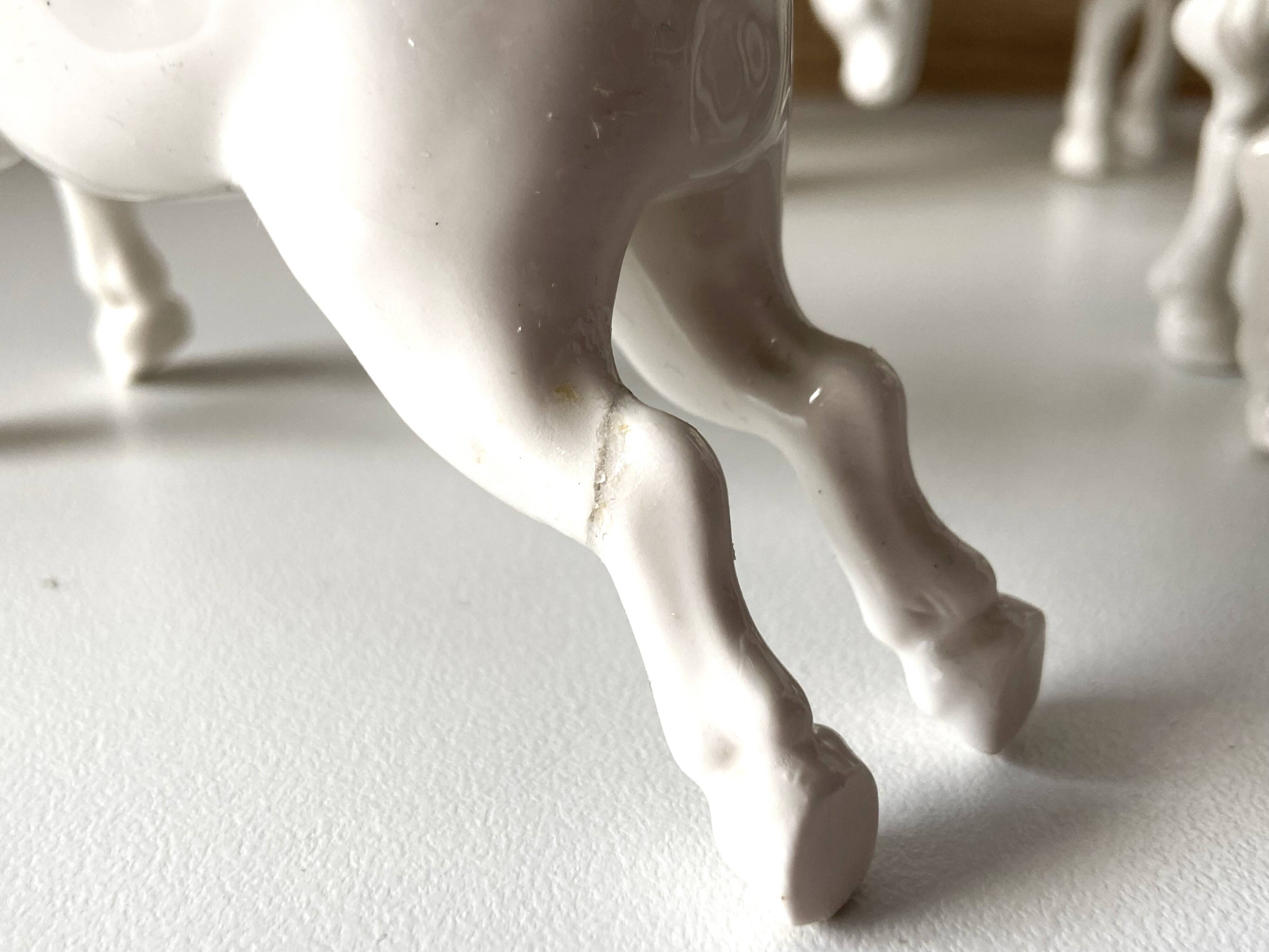 5 White Porcelain Glazed Horses of Happiness Figurines Statuettes