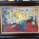 Signed painting by Idka Cohen, oil on canvas, still life with flowers, year