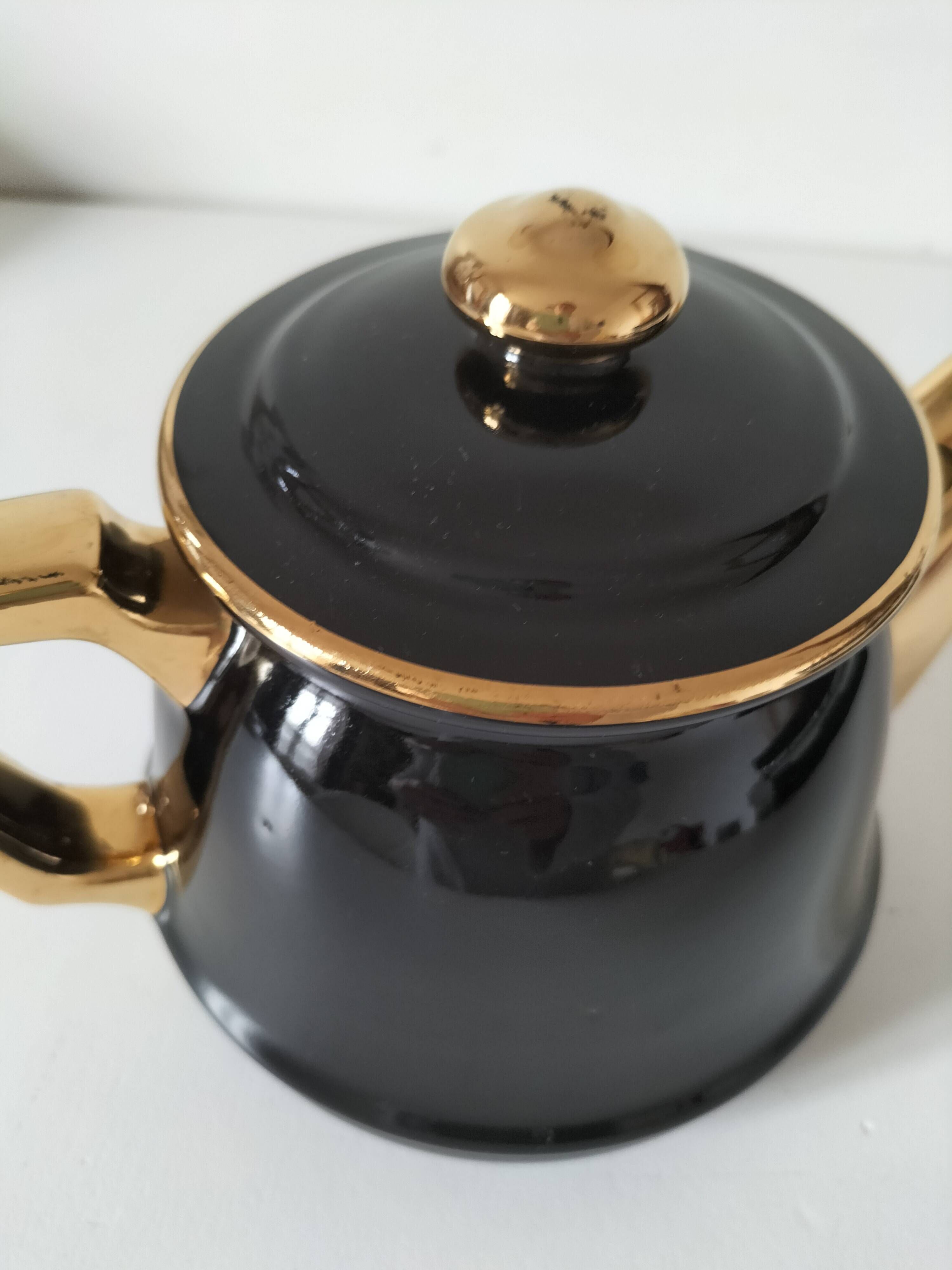 Vintage black and gold teapot RIO – Art Deco style