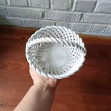 Small white twisted ceramic basket