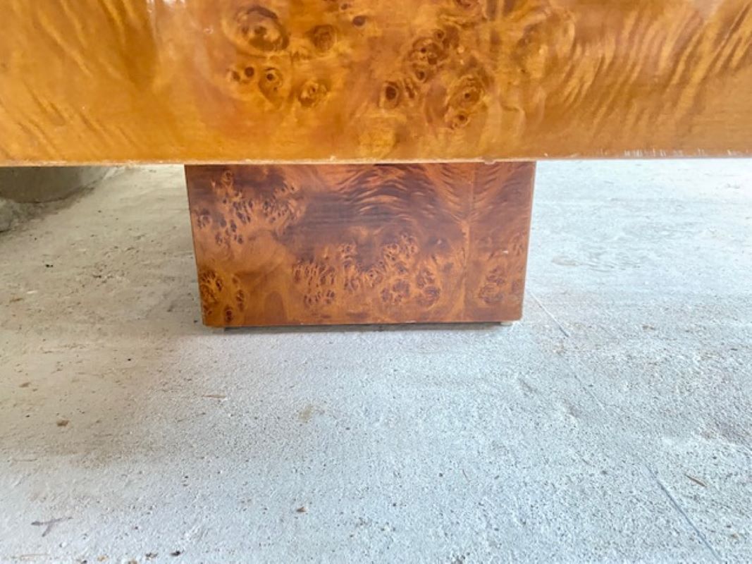 Coffee table elm magnifying glass Roche Bobois vintage 70s