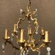 Bronze chandelier with pendants, 6 lamps.