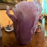 Daum vase flowers in purple glass paste