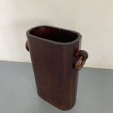 Mid-Century Modernist Italian Walnut Wooden Umbrella Stand, 1950s