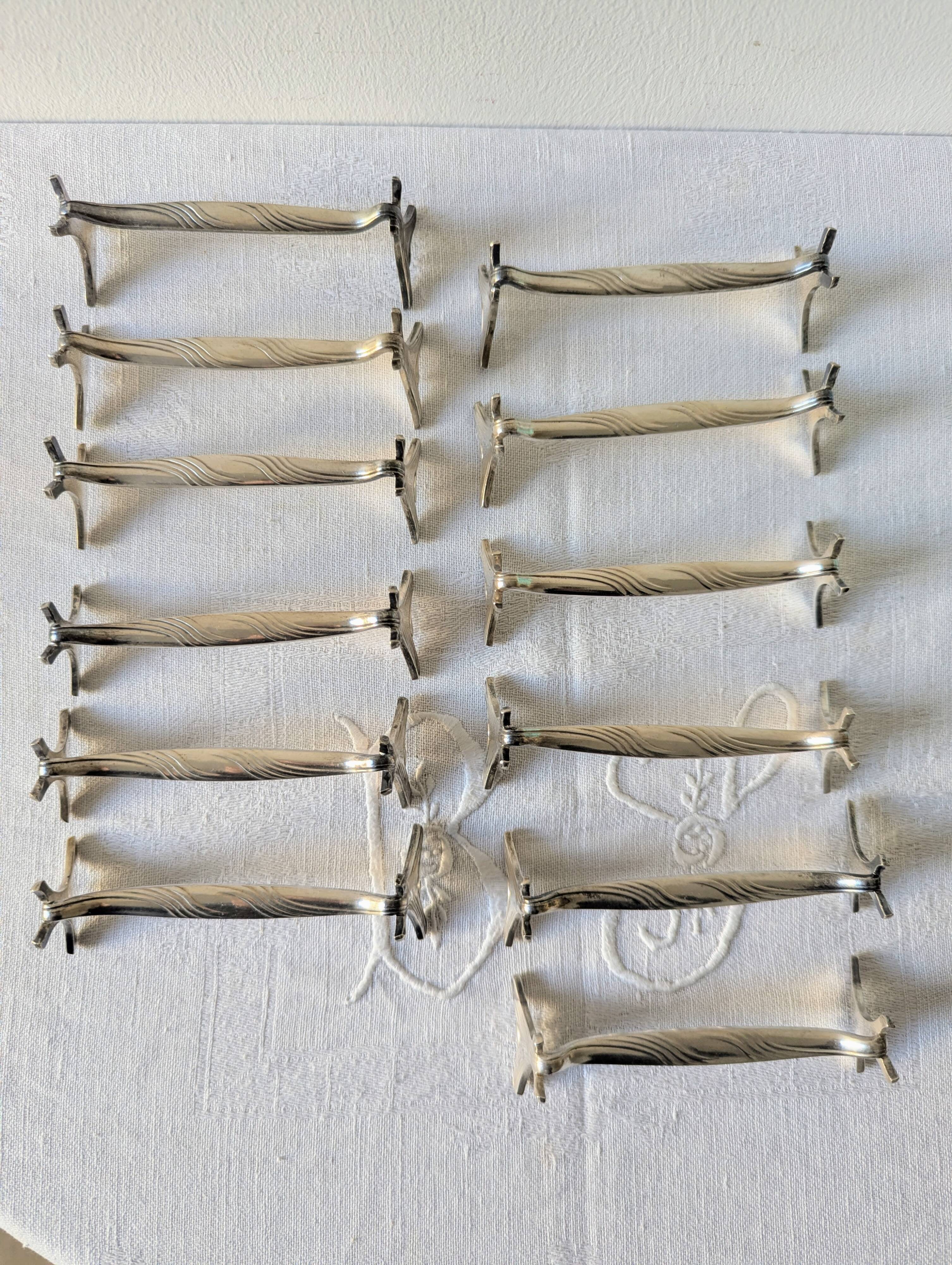 Set of 12 Christofle knife rests, Moderne 1912 model