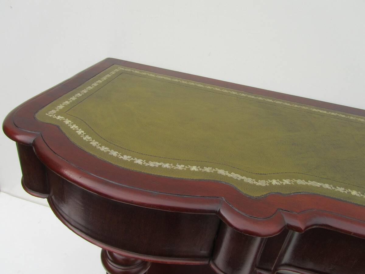Mahogany and green leather console, 1860-70
