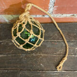 Old Fishing Floater Marine Glass + Vintage Net Rope