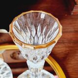 2 gold-edged crystal candlesticks