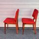 Pair of vintage wooden chairs with red fabric – 1960s/70s