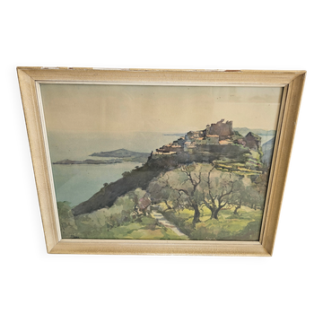 Old lithograph - Landscape Riviera Mediterranean Eze - A. Marc