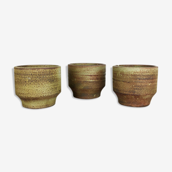 Set of 3 ceramic studio pottery vases by Piet Knepper for Mobach Netherlands 1970