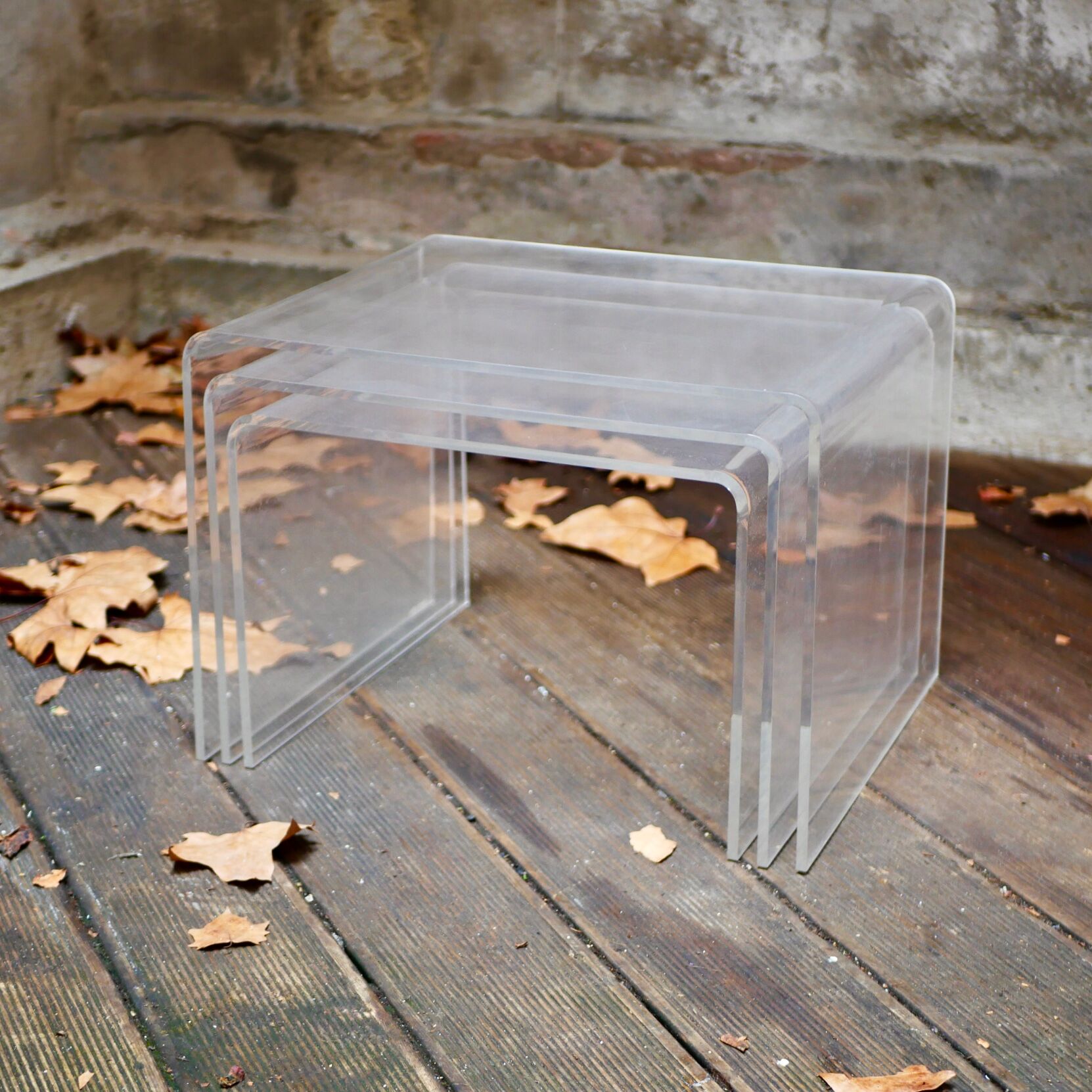 Trio of plexi trundle tables