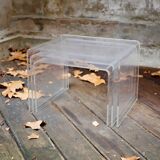 Trio of plexi trundle tables