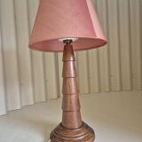 Turned wood lamp