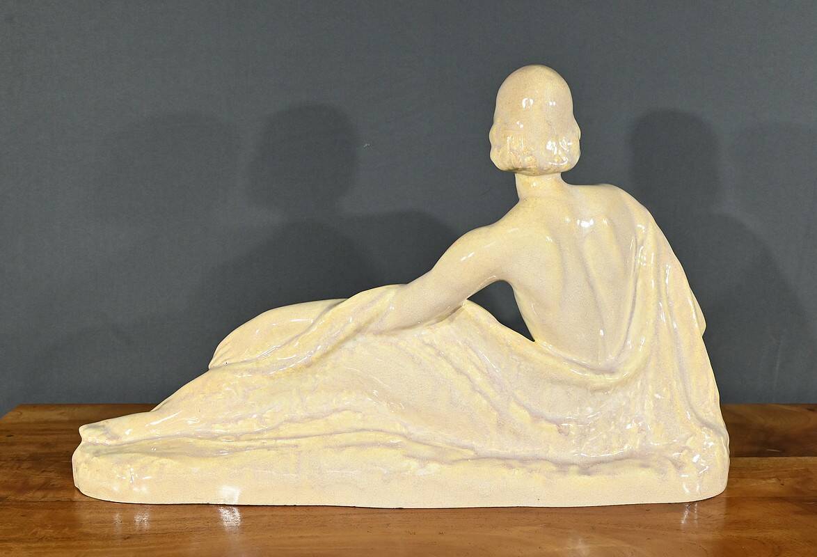 Sculpture “Young woman among flowers”, Odyv, Manufacture Berlot-Mussier, Art Deco