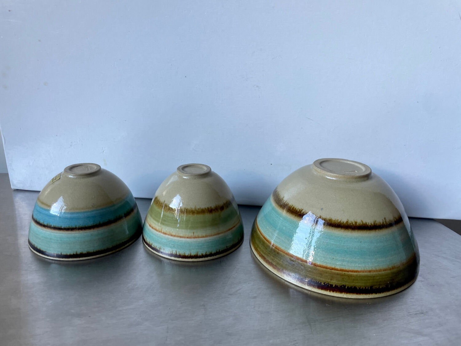 Lot of 3 scandinavian midcentury bowls in stoneware